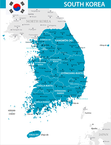 Map of South Korea - Vector illustration