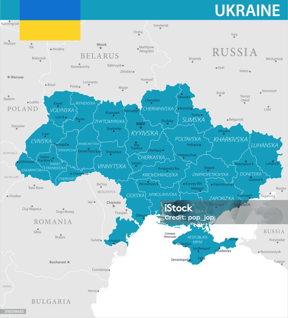 Basic Ukraine Map Map Of Ukraine Vector Illustration Stock Illustration - Download Image ...