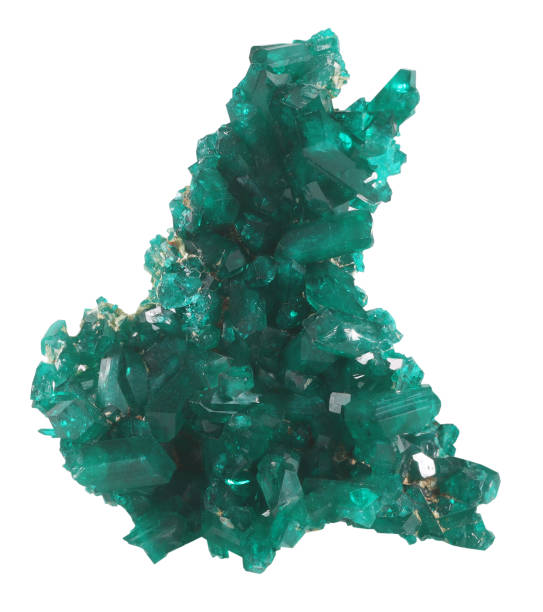 istock Dioptase emerald green copper cyclosilicate mineral stone isolated on white background. Mineralogy stones gem concept. 2151316187