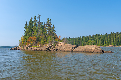 Uniquely Shaped Island in the North Woods in Paint Lake Provincial Park in Manitoba