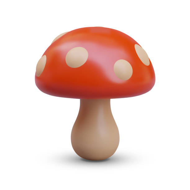 istock Bright fly agaric in cartoon style. Attention, poisonous red mushroom with white spots 2151317421