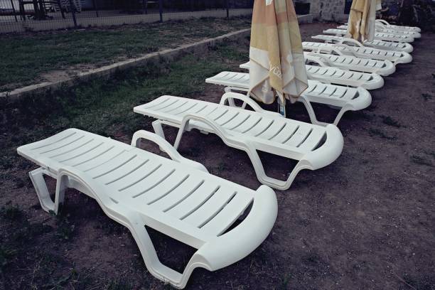 Sunbeds in the hotel garden