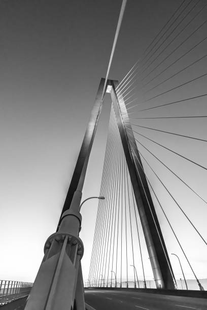 steel structure engineering corridor red beams and pillars periphery tie rods person running