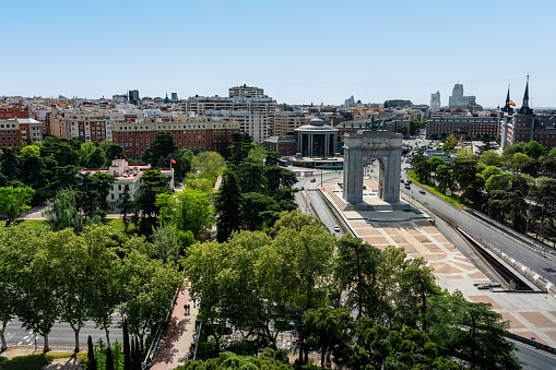 Monumental Arch of the Moncloa, north entrance to the city of Madrid, Spain