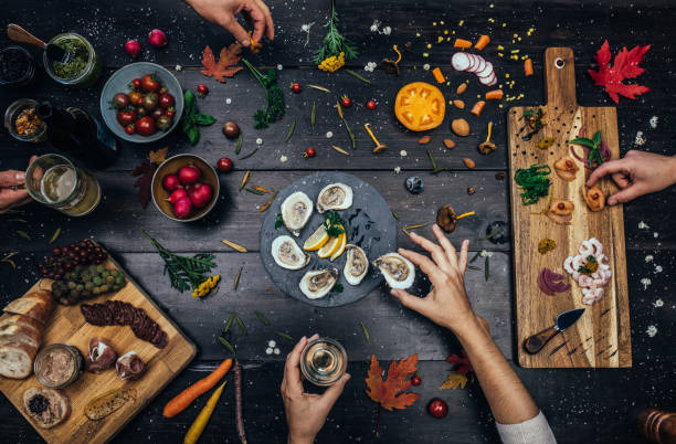 Gourmet table with local food