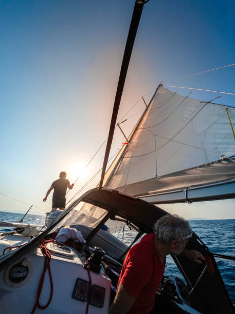 istock Sailor watching the environment on a sailboat. 2151331526