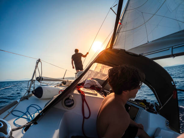 istock Sailor watching the environment on a sailboat. 2151331530