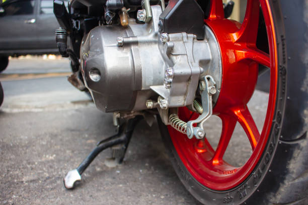 istock rear wheel of a motorcycle 2151336027
