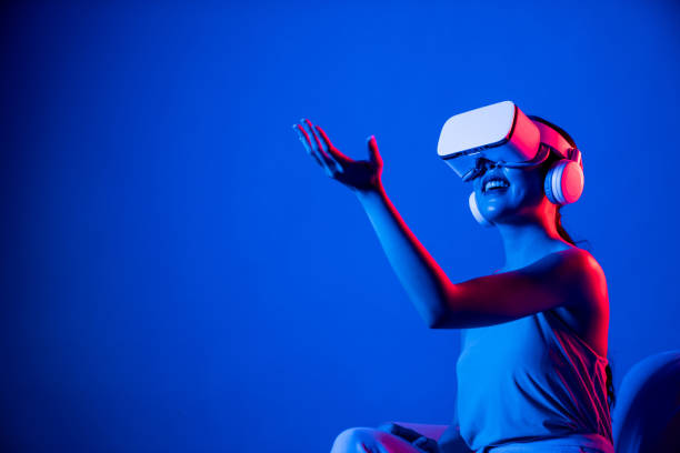 istock Smart female watch and interacting with virtual object with hand. Hallucination. 2151336358