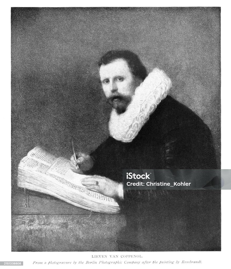 Lieven Willemsz Van Coppenol Portrait Printer By Artist Rembandt 17th