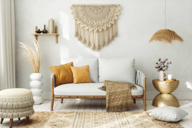 istock Bohemian Style Living Room Interior 2151342699