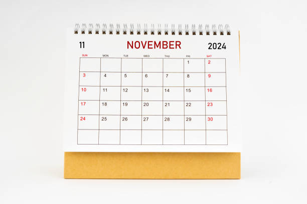 November 2024 desktop calendar isolated on white background, Planing or appointment concept.