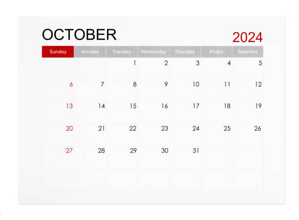 istock The October 2024 monthly calendar page isolated on white background, Saved clipping path. 2151347289