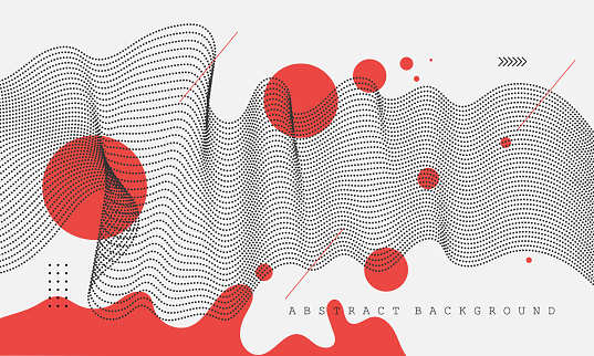 Modern abstract wavy background composition with geometric shapes.