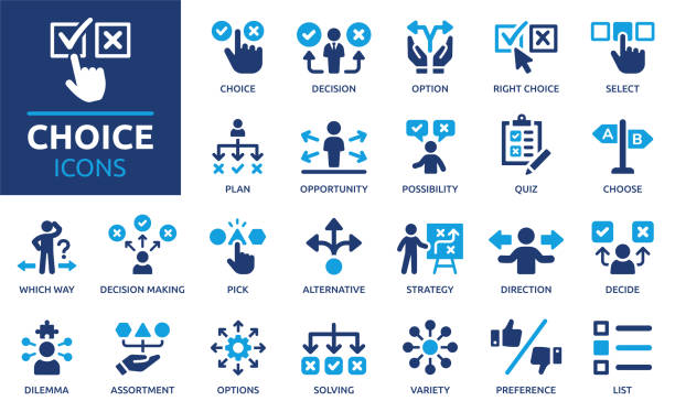 Containing decision, option, selection, dilemma, select, preference, quiz, opportunity and more.