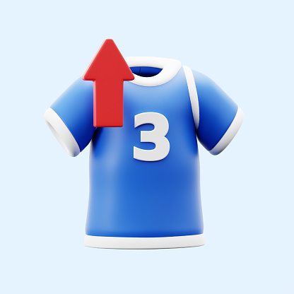 team club uniform with out up red arrow symbol for football player substitution 3d icon illustration render design