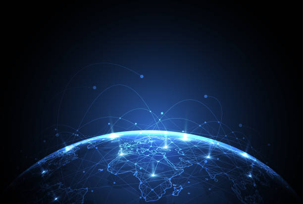 istock Global network connection. World map point and line composition concept of global business. Vector Illustration 2151356511