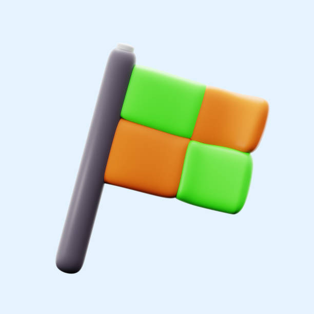 football sport competition referee hand flag 3d icon illustration render design