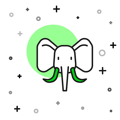 Filled outline Elephant icon isolated on white background. Vector.