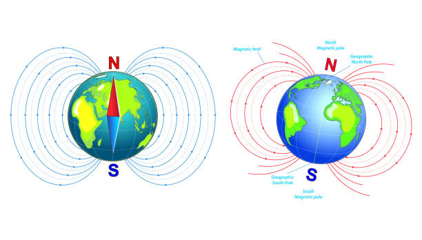 istock The Earth magnetic field or geomagnetic field isolated. Eps Vector 2151357924
