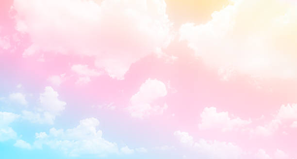 istock Pink Sky Cloud Background Color Blue Abstract Sunset Landscape Pastel weather Light Warm Morning Wallpaper Freedom Summer Winter, Mockup Cosmetic Environment, Heaven Dramatic Sunlight Dusk Beautiful. 2151358076