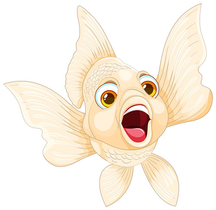 Vector illustration of a joyful, smiling goldfish.