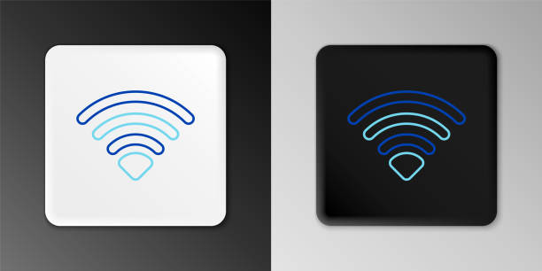 istock Line Wi-Fi wireless internet network symbol icon isolated on grey background. Colorful outline concept. Vector 2151360689