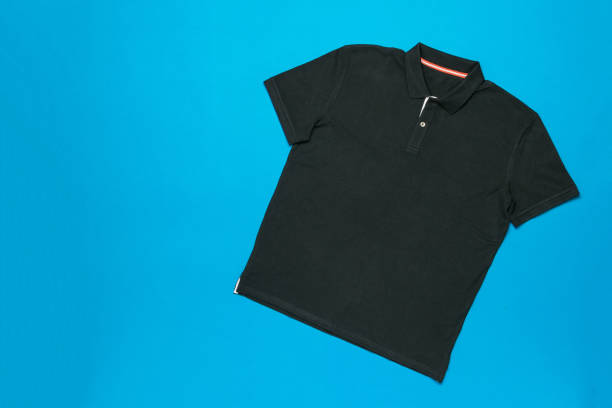 istock Stylish black polo shirt on a blue background. 2151362295