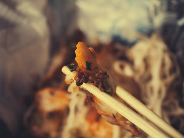 thai noodle close up