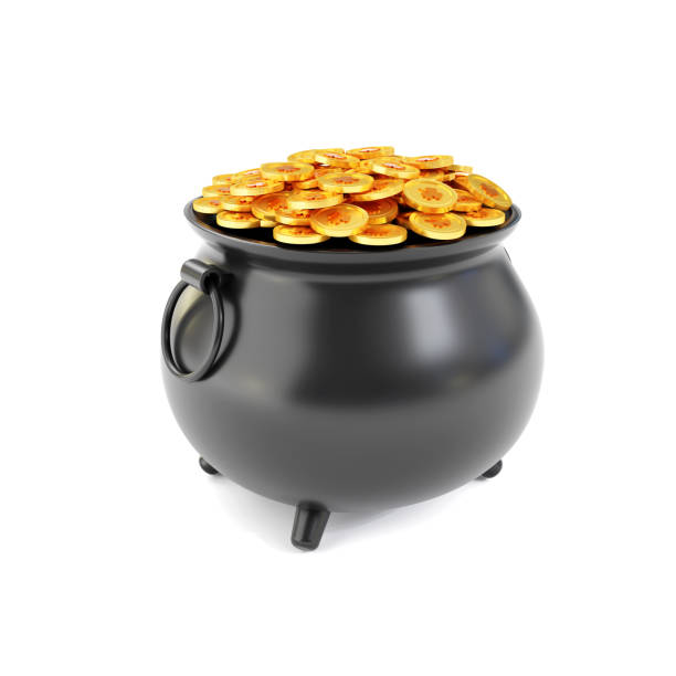 istock Pot with gold coins for Patrick's day isolated on white background 2151371501