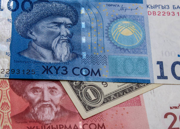 istock Kyrgys som and US dollar banknotes 2151373887