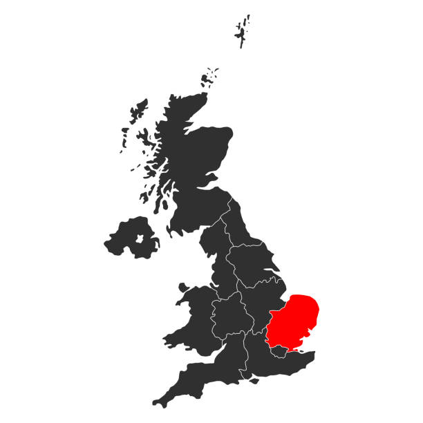 ilustraciones, imágenes clip art, dibujos animados e iconos de stock de mapa del este de inglaterra del reino unido de gran bretaña e irlanda del norte, vector web detallado - reino unido