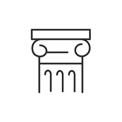 Ionic column icon. A simple vector illustration of a classical architectural feature, suitable for educational materials, architectural apps, and cultural websites. Vector illustration
