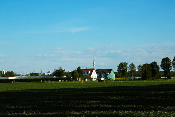 Feldmoching in munich bavaria, blue sky