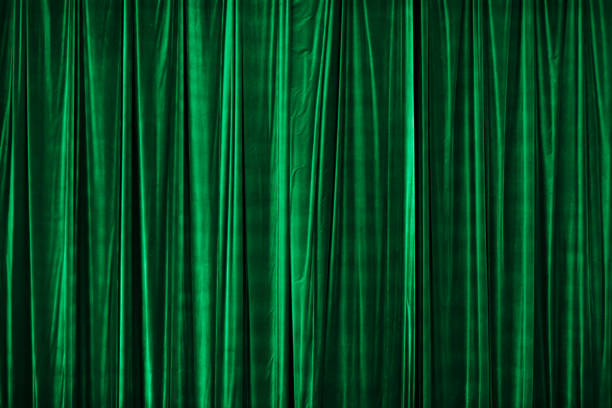 green curtain in theatre. Textured background