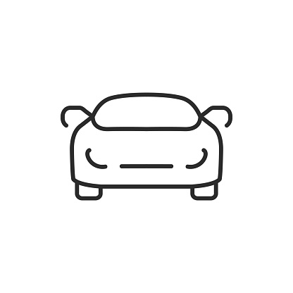 Car icon depicting the front view. Simple and elegant design ideal for urban mobility and transportation services, perfect for web and app interfaces. Vector illustration