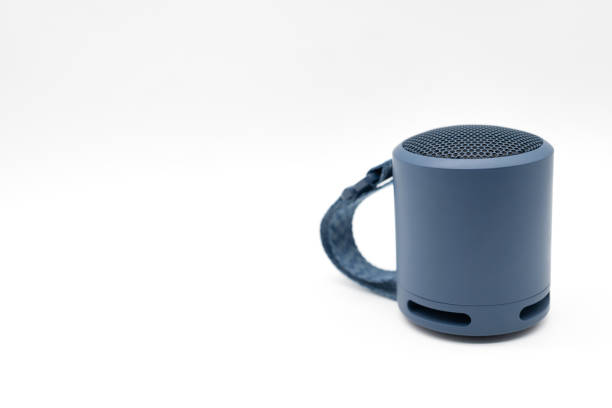 istock Portable wireless blue speaker isolated on white background. 2151382939