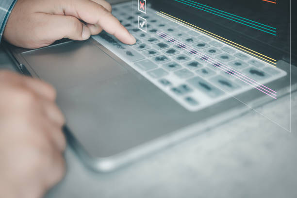istock Business performance checklist, businessman using laptop doing online checklist survey 2151384138