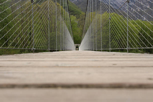 Horizontal photo with detail of the floor on the Tibetan bridge of Sissolo. Veneto Itlay