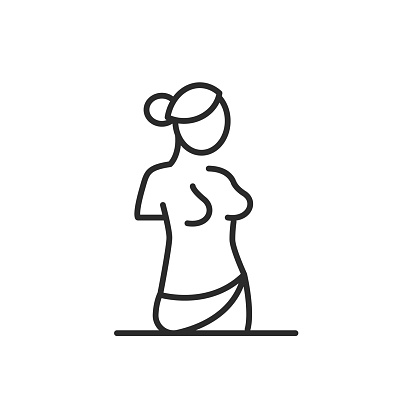 Female statue icon. Simple and elegant icon of a classical statue, perfect for art apps, cultural websites, and history education resources. Vector illustration