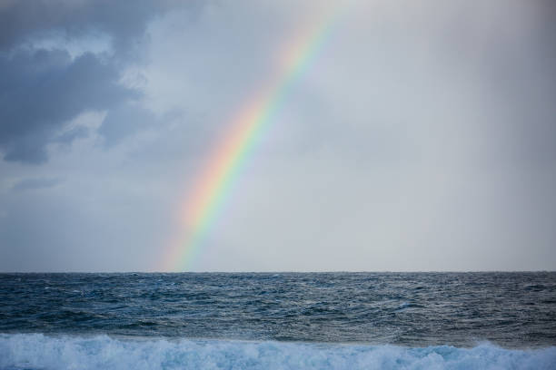 istock Distant rainbow above a stormy sea 2151386595