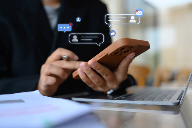 istock Women using a smart phone with notification icons. Concept communication and technology 2151388104