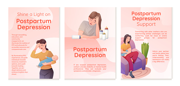 Depression Brochure Examples Set Of Three Vector Brochures With Information About Support For ...