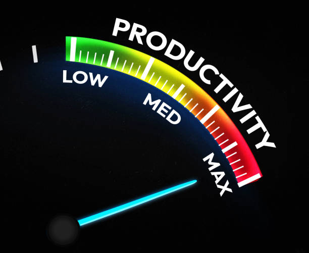 istock Maximizing productivity speedometer wallpaper design with needle on the max, colorful backdrop. 2151396791