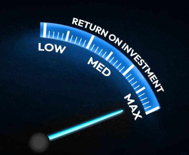 istock Speedometer needle on the maximum showing Return on investment, background. Highest ROI in business backdrop 2151396831