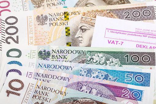 Polish VAT tax returns on the background of Polish money - Zloty