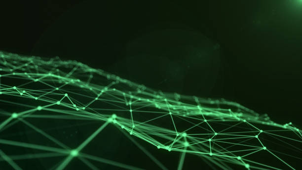 istock Green plexus spinning space particle form, futuristic neon graphic Background, 3D technology shape background 2151402182
