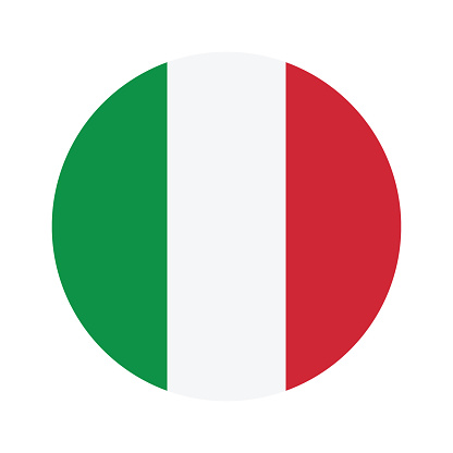 Flag of Italy. Italy flag. Italy circle flag. Italian flag. Button flag icon. Standard color. Circle icon flag. Computer illustration. Digital illustration. Vector illustration.