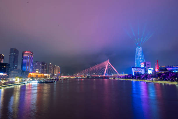 istock Modern urban riverside architecture night view 2151403447