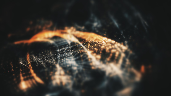 Futuristic abstract particles de-focus in cyber space digital background environment